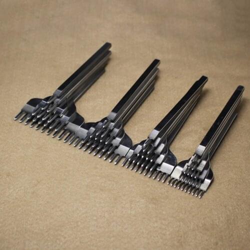 4 pc 3/4/5/6mm Leather Craft Tools Hole Punches Stitching Punch Tool 1+2+4+6 Prong T20