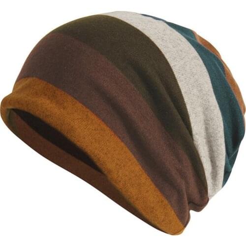 40% Dropshipping!! Unisex Striped Slouchy Baggy Beanie Hat Warm Autumn Winter Hip Hop Skull Hat