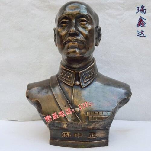 50 CM large # TOP business ART # China Taiwan GUOMIN DANG leader jiang jieshi - jiang zhongzheng Bronze portrait statue