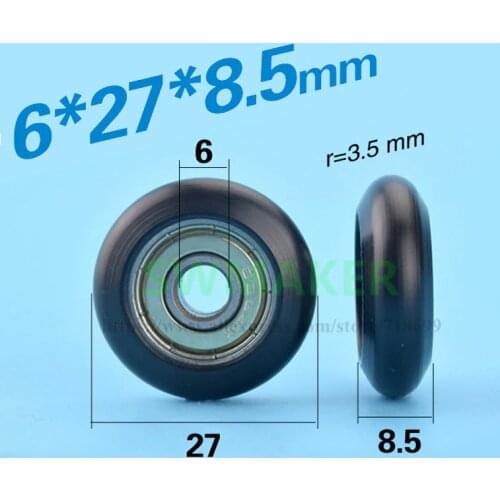 6 * 27 * 8.5mm embedded bearing pulley package plastic bearing pulley windows small wheel nylon POM pulley R type timing pulley