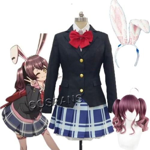 Anime D4DJ First Mix Happy Around! Cosplay Costume Women Fancy Party Dress Halloween Carnival Uniforms Custom Made Wig headwear