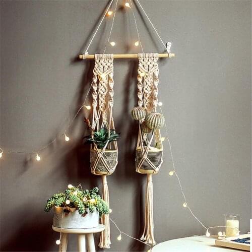 Handwoven Bohemian Tapestry Hanging Planter Basket Handmade Plant Hanger Pot Boho Wall Hangings For Home Balcony Decoration #W0