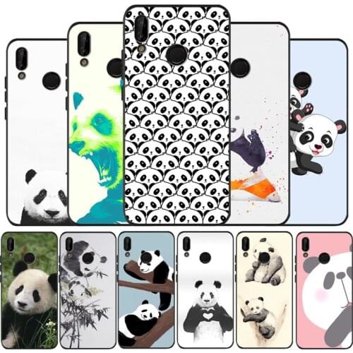 Cute Panda black Silicone Phone Case For Huawei honor 30 20 Pro 8 8X 9 10 20 Lite Mate 10 20 30 Lite Pro cover