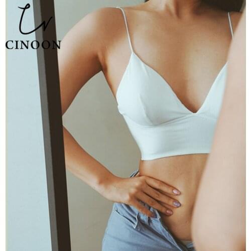 CINOON Backless Bra Push Up Bralette Cotton Comfortable Brassiere Wire Free Thin Strappy Lingerie Sexy Low Back Underwear