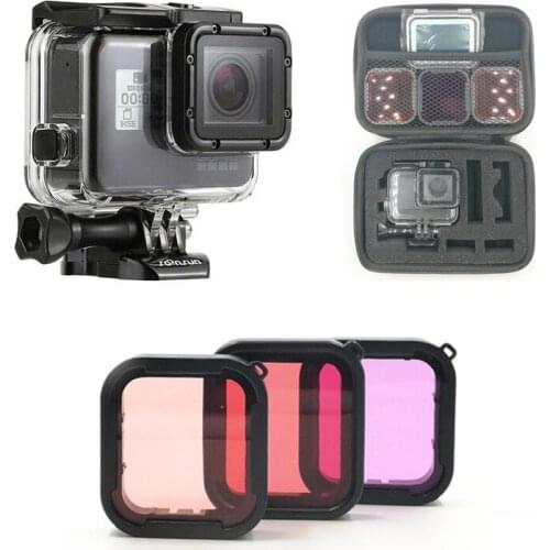 For GoPro Hero5 6 7 waterproof case, 3-color filter,3-color filter + waterproof case, 3-color filter + bag + waterproof case