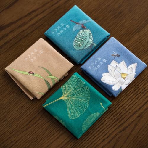 Double-Sided Painted Velvet Tea Towels Absorbent Teacloth Tray Tablecloth Dishcloth Flower Pattern