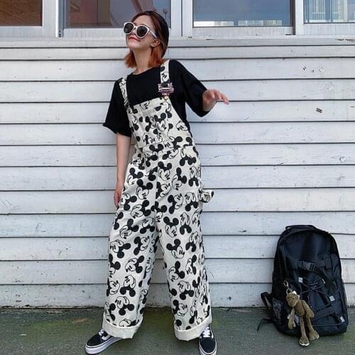 Disney Mickey mouse girl denim overalls cartoon fashion jeans
