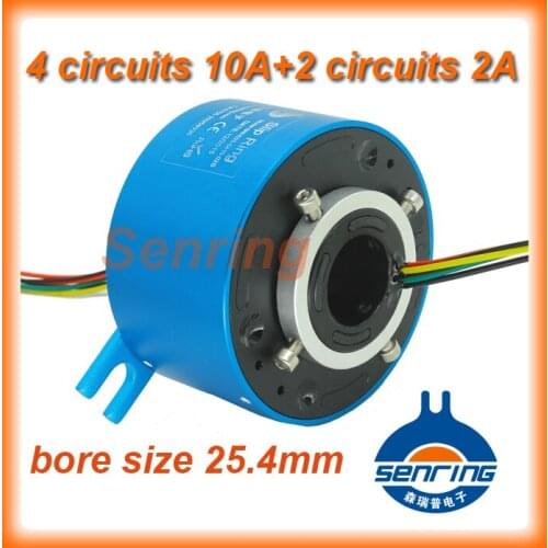 Electronic supply slip ring bore size 25.4mm with 4 wires 10A and 2 circuits signal of through hole slip ring