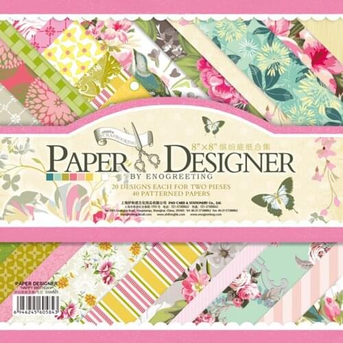 ENO Greeting 40sheets Craft Paper 8 Inch PAPER DESIGNER Vintage Paris Scrapbook Craft Paper Pad Decoupage