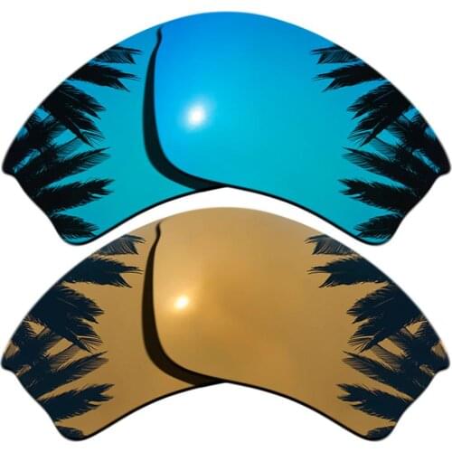 Ice Blue Mirrored & Bronze Gold Mirrored Polarized Replacement Lenses for Half Jacket XLJ Frame 100% UVA & UVB