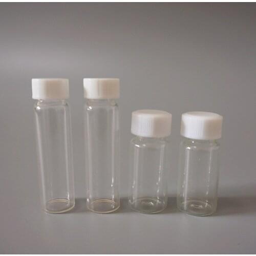 20pcs to 100pcs 10ml Lab Clear Glass Sample Bottle Clear Reagent Vial with Screw Plastic Cap and PE Pad