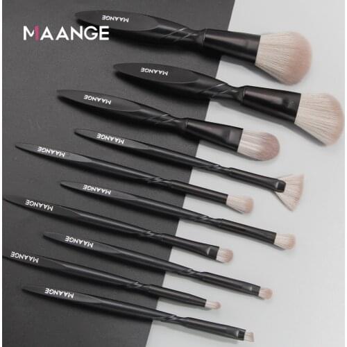 MAANG 10/15pcs Black Makeup Brushes Set Eye Shadow Powder Foundation Brush Makeup Best Blending Concealer Beauty Cosmetic Tools