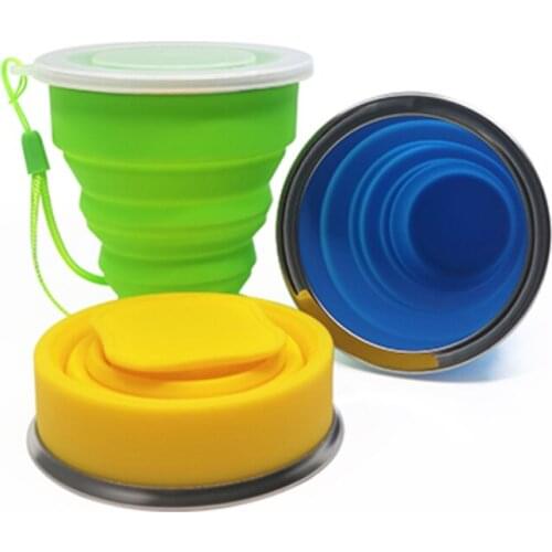 Small Mini Telescopic Portable Silicone Folding Cup With Dstproof Cover Outdoor Coffee Cups Children Travel Drink Water Copa