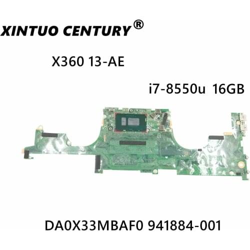 941884-001 941884-601 DA0X33MBAF0 mainboard For HP X360 13-AE 13-AE012DX laptop motherboard with i7-8550u 16GB RAM 100% test ok