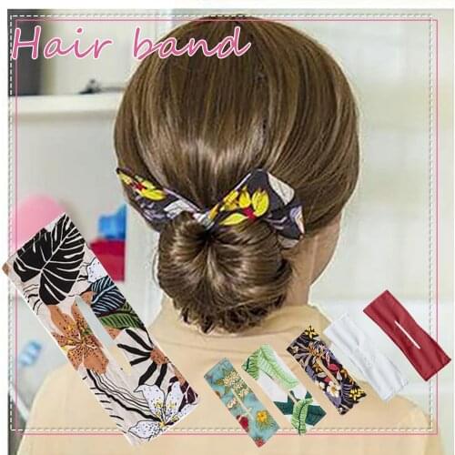 Fashion Women Flower print Twist Clip Stick Bun Cloth Clip Stick French Hairstyle Hairstyle Tool Female Hairband Accessories
