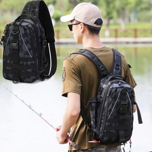 Mens Tactical Fishing Backpack Military Army Airsoft Chest Bag Outdoor Sport Shoulder Bags Climbing Hiking Camping Travel Bag