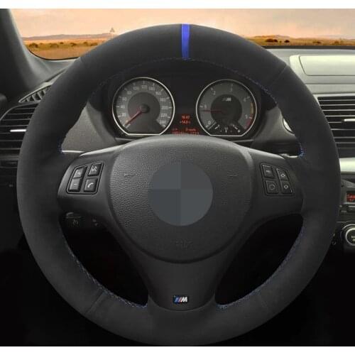 Soft Car Steering Wheel Cover Non-Slip Black Genuine Leather Suede For BMW M Sport M3 E90 E91 E92 E93 E87 E81 E82 E88 X1 E84
