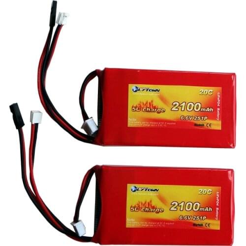 Flytown 2100mAh 2S1P 6.6V 20C LiFePo4 Transmitter Battery LiFe Battery for Futaba 3PV T14SG 8J 10J 4PK 4PX 4PV 4PM 7PX 4PLS 16SZ
