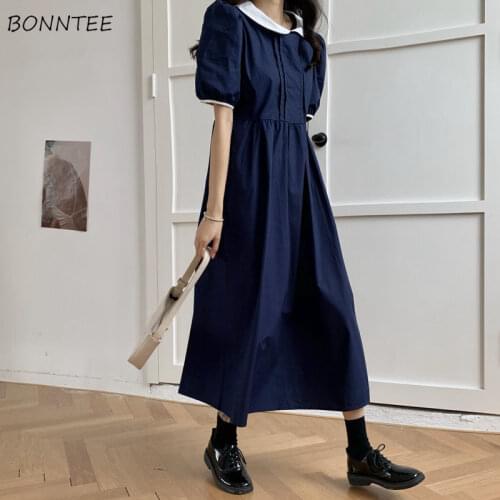 Dress Women Japan Style Kawaii Feminino Vestidos Party Harajuku Lovely Girls Daily Patchwork Fashion Students All-match Summer