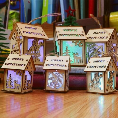 Festival Led Light Wood House Christmas Tree Decorations For Home Nice Illuminated Wooden House DIY Gift Window Decoration 2021