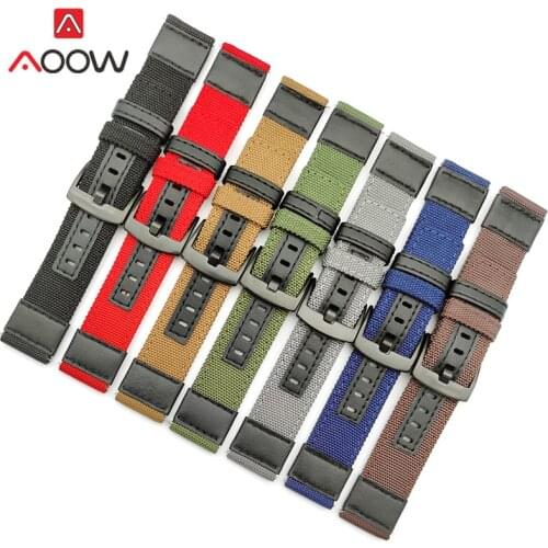 20mm 22mm Nylon Leather Strap Quick Release Canvas Men Replacement Wrist Band for Samsung S3 Huawei Watch GT 2 46mm Amazfit GTR