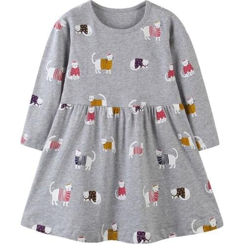 Christmas Girls Dresses 2020 Princess Cotton Snowmans Printed Pockets Long Sleeve Baby Clothes Autumn Spring Children Dress Girl