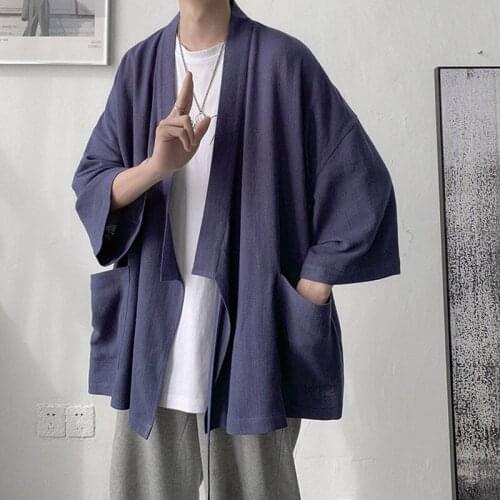 Chinese Style Mens Shirts Tang Suit Casual Cotton Kimono Cardigan Men Elegant Kung Fu Shirt Men Vintage Streetwear Tops KK3559