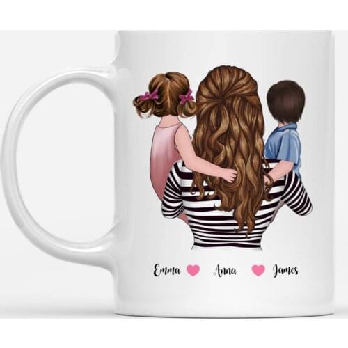 Personalized Coffee Mug Family Mom and Daughter Son Happiness Is Being A Mom Gift Mugs Cups 11oz/15oz RR2010