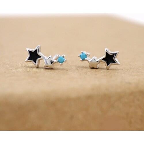 925 Sterling Silver Tiny Star Zirconia CZ Stud Earrings Jewelry A1221