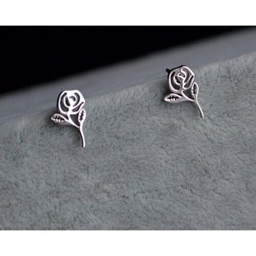 Simple Stainless steel Stud Earrings For Women Girls Stars moon /rose/horse/elephant Hypoallergenic cute steel-color earrings