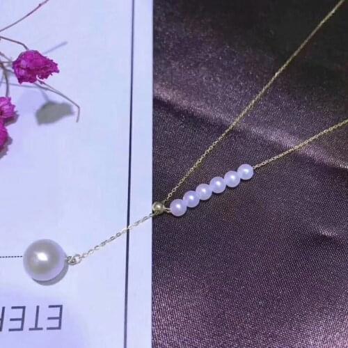 Shilovem 18k yellow gold Natural freshwater pearls pendants fine Jewelry women trendy plant necklace gift new mymz3.50408zz