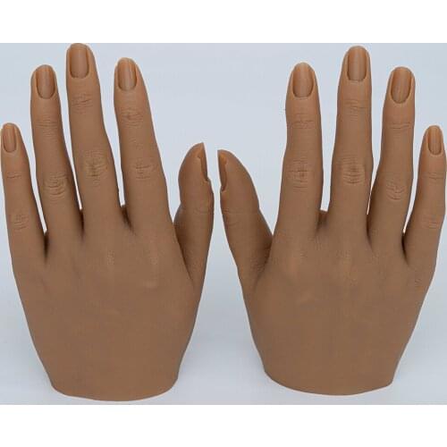 Silicone Practice Hands For Nails Lifesize Mannequin Female Model Nail Finger Nail Art Training Hand Display Hands