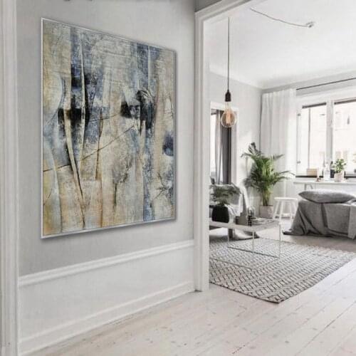 Neutral Color Modern Artwork Large Abstract Oil Painting On Canvas Office Living Room Contemporary Texture White Wall Art