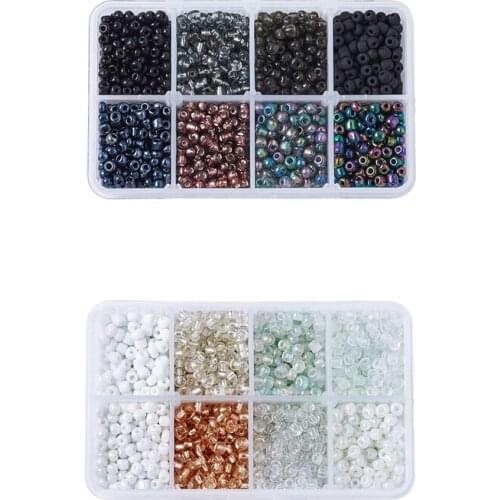PandaHall 1Box 4x3mm 6/0 Glass Crystal Jewelry Seed Small Beads Jewellery DIY Loose Beads White Black Mixed Style Round Findings