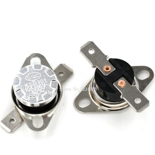 2PCS/LOT KSD301 50 degree Normal Close NC Temperature Controlled Switch Thermostat 250V 10A
