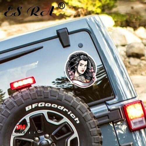 Tottooed Geisha with Sakura Stickers Laptop Decals Vinyl Pegatinas Car Matt Waterproof Skateboard Journal Window Bottle Decorate