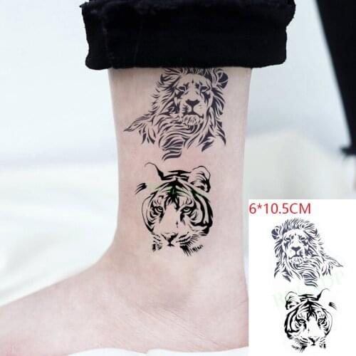 Waterproof Temporary Tattoo Sticker ins Lion tiger ferocious mighty cool Body Art Flash Tatto Fake Tatoo for Women Men