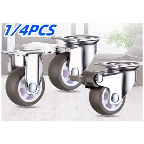 360 Degree Swivel Caster Rubber Wheel Noiseless Wheel Shopping Cart Trolley Cabinet 1/1.25/1.5/2 Inch 1/4PCS