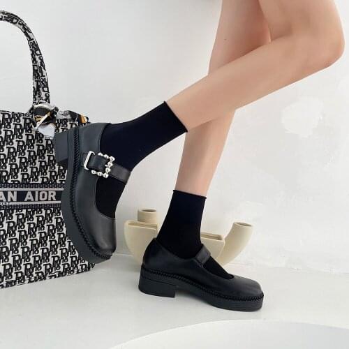 2021 spring and autumn womens small leather shoes, Japanese school style fashion, platform buckle high heels