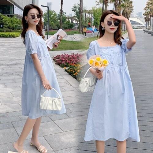 02156# Maternity Clothes Nursing Dress Loose Stylish A Line Dress Pregnant Women Pregnancy Clothes Breastfeeding Dress