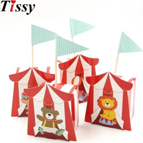 10PCS/Lot Cute Cartoon Circus Theme Party DIY Candy Box For Kids Birthday Party Baby Shower Decoration Candy Gift Box Supplies