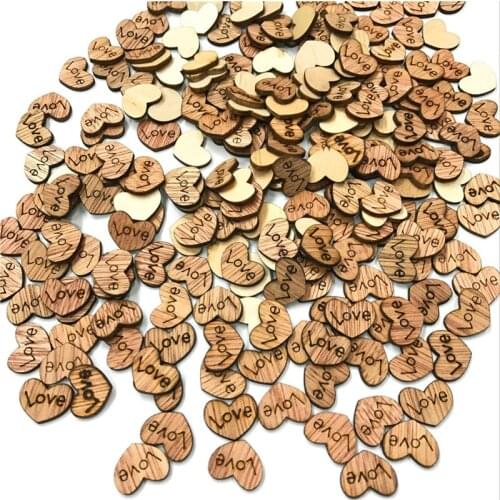 1000PCS Wood Love Heart Embellishment Wooden Shape Craft Wedding Decor Wood DIY Crafts Making Home Decoration Accessories