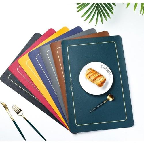 2/4/6pcs PU Leather Placemat for Dining Table Heat Insulation Mat Waterproof Rectangle Coaster Table Pad Bowl Placemat Kitchen