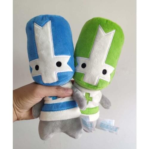 2pcs Castle Crashers blue green Knight stuffed plush toy new 20cm