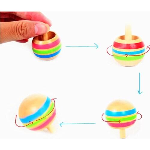 3pcs Wood Flip Over Top Tippie Top Spinning Top Magic Toy Kids Toys Boys Favor Gift Y4UD
