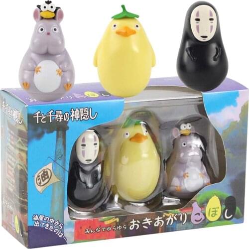 3pcs/set Hayao Miyazaki My Neighbor Totoro No Face Man Boh Baby Rat Yellow Duck PVC Action Figure Model Toy Tumbler Doll