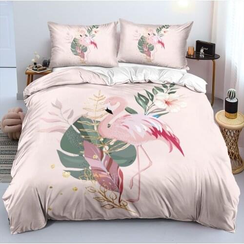 3D White Custom Design Bed Linens Quilt Covers Comforter Cases Pillow Shames Full King Queen Double Size Flamingo Bedding Sets