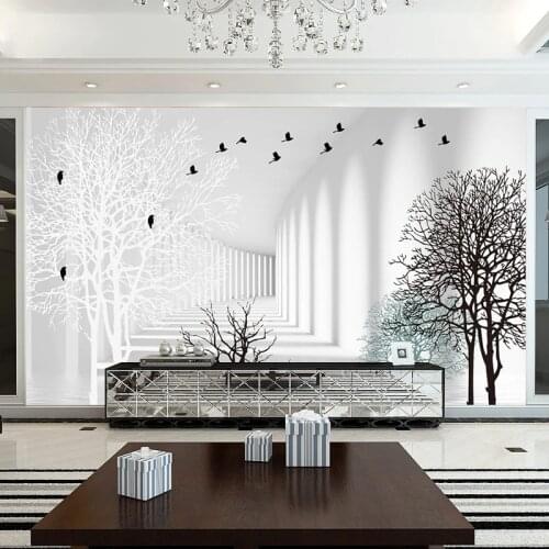 Beibehang Custom wallpaper 3d three-dimensional extension space murals minimalist living room abstract wood background wallpaper