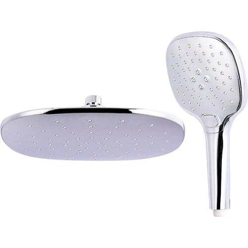 ABS Plastic Chrome Square Adjustable Rainfall Showerhead 3 Functions Hand Shower Head Combo Bathroom Top Shower Head Set