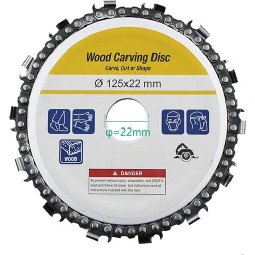 5" Chain Grinder Chain Saws Disc Woodworking Chain Plate Tool 5 Inch Multi-functional Wood Carving Disc Angle Grinding Tool